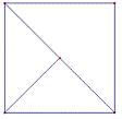 Et kvadrat delt diagonalt og i den nederste trekanten ble det felt normal på diagonalen